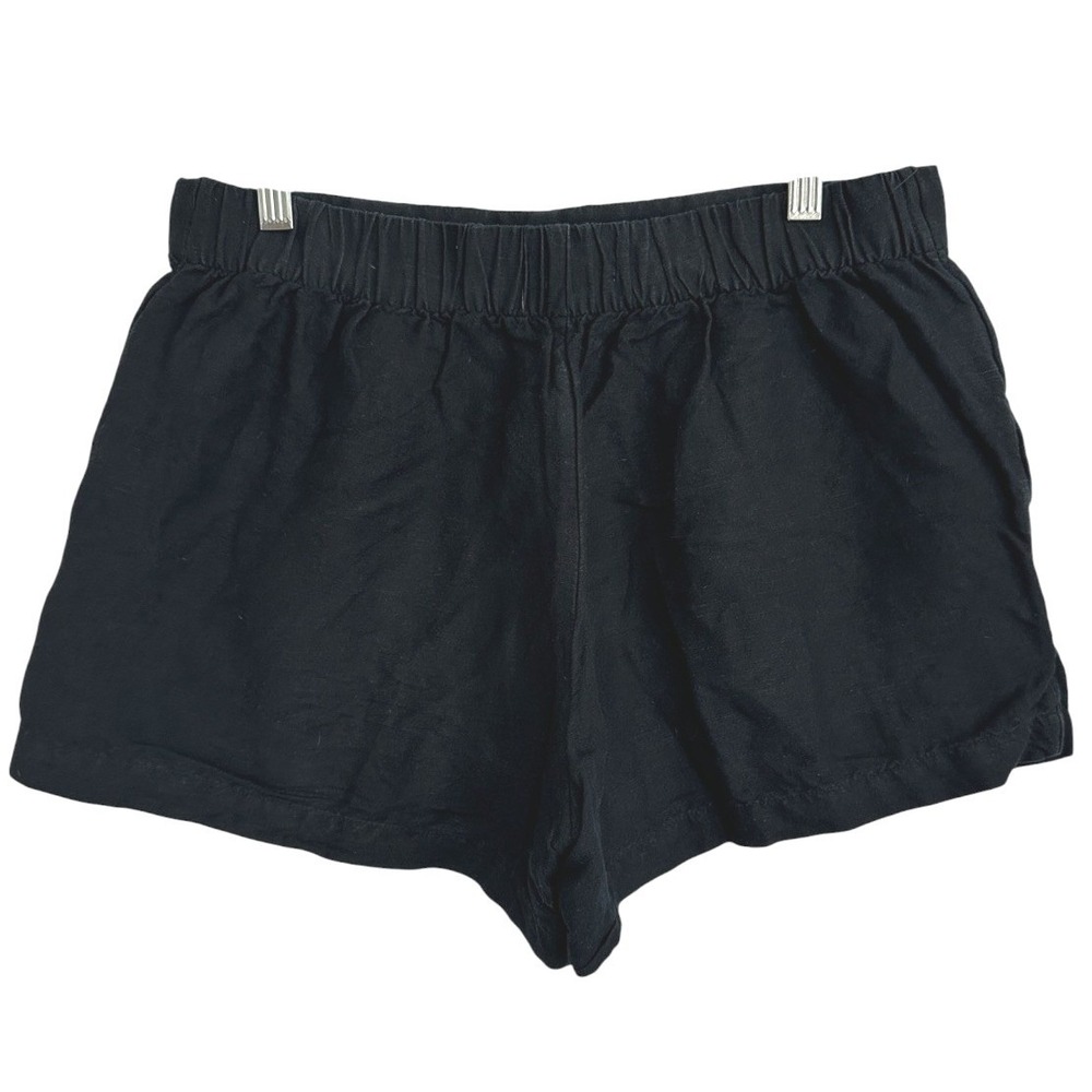 LOFT Shorts Womens Black Linen Blend Elastic Waist Casual Beach Vacation  S‎